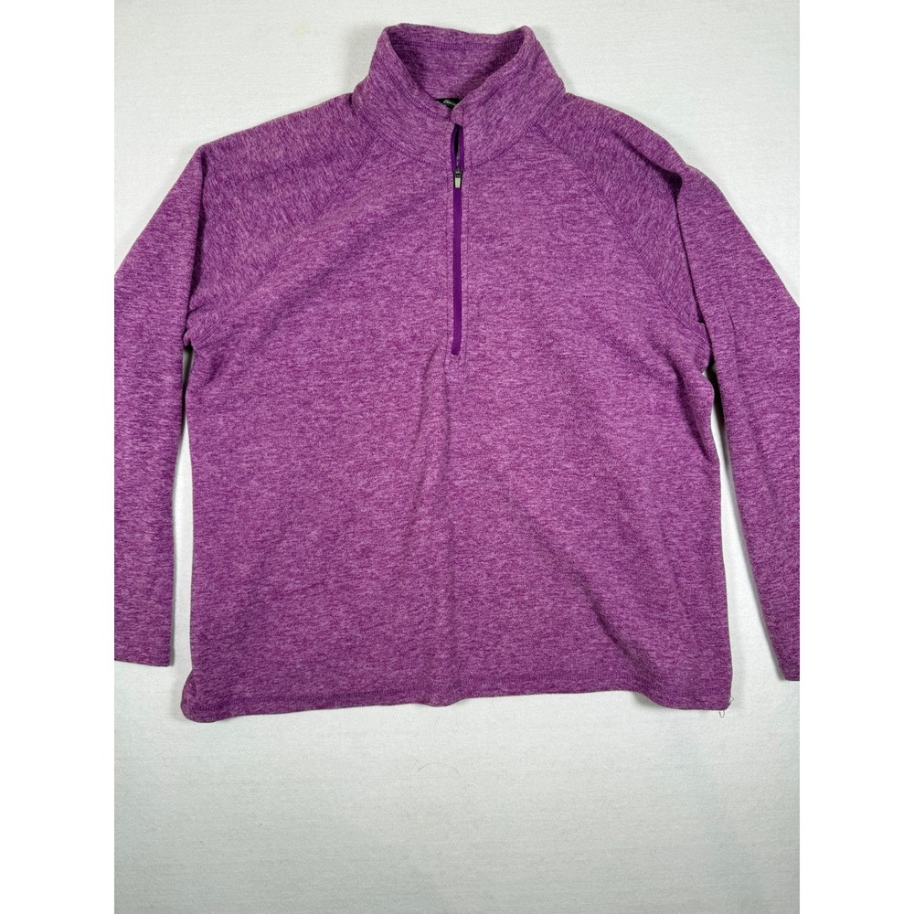 Eddie Bauer Womens 2XL Purple Heathered Quarter Zip Fleece Pullover Sweater